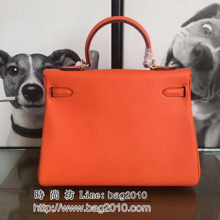 愛馬仕Hermes 頭層牛皮荔枝紋凱莉包 時尚手提包 0AM1147